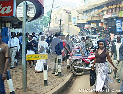 Busy main street people shopping Kampala,Uganda