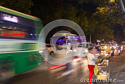 Busy Street at night in Ho Chi Minh City Saigon