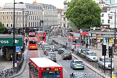 Busy Traffic in Central London near King s Cross