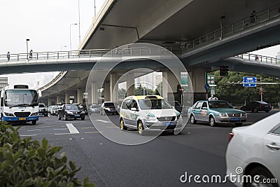 Busy traffic in Shanghai city