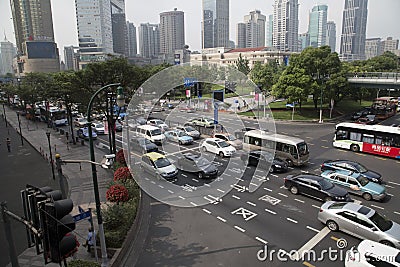 Busy traffic in Shanghai city