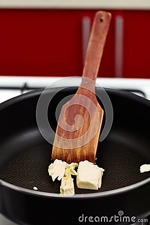 Butter melting in the pan