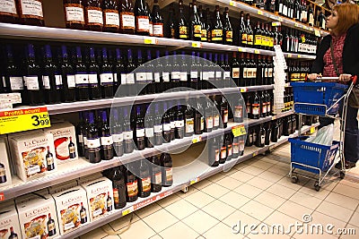 Buying wine in supermarket