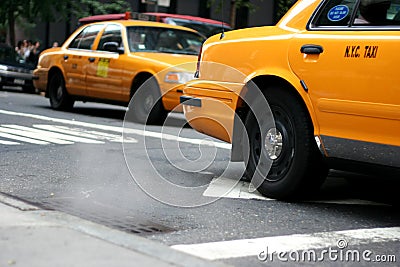 Cab / taxi with steam out of m