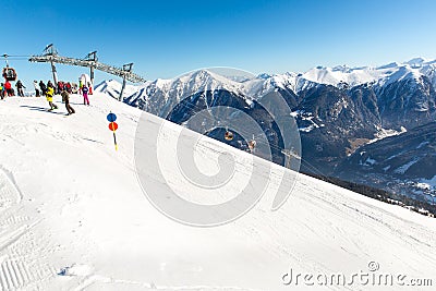 Cableway and chairlift in ski resort Bad Gastein in mountains, Austria