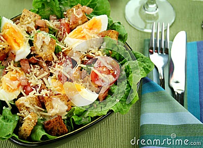 Caesar Salad With Fresh Tomatoes And Toas