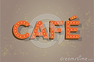 Cafe neon sign on old wall - coffee sign