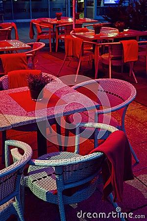 Cafe with table and chairs