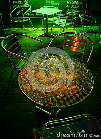 Cafe Tables in the Rain