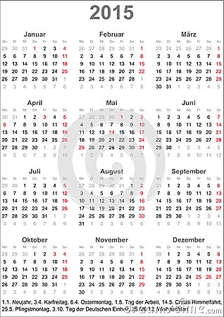 Calendar 2015 for Germany