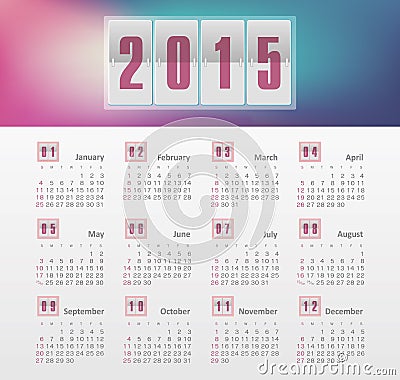 Calendar 2015 year with gradient