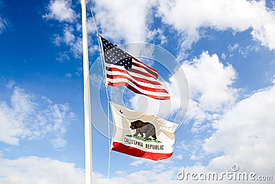 California flag and US flag