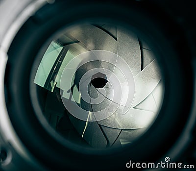 Camera lens aperture.