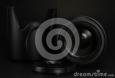 Camera lens, filter, hood and lens cap