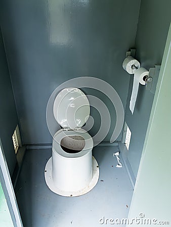 Camp ground latrine flthy outhouse inside toilet