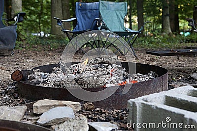 Campfire in Metal Fire Ring