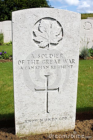 Canadian war grave from World War One