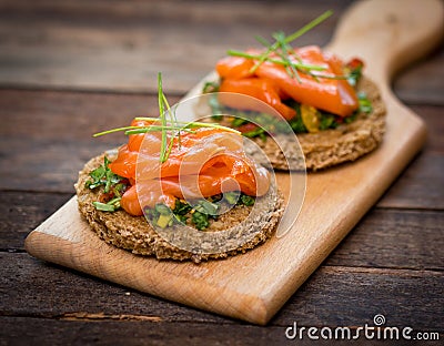 Canapes with smoked salmon