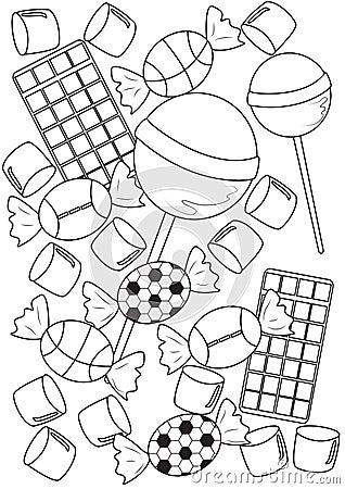 Candies Coloring Page Stock Illustration - Image: 49893096