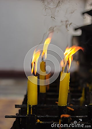 Candle light in temple.