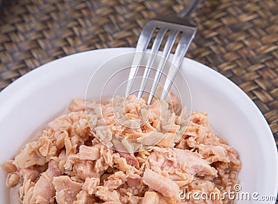 Canned Tuna Flake In A White Bowl VI