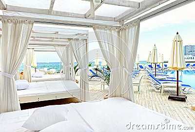 Canopy bed in beach