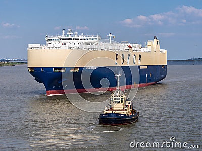 Car Carrier Ship and Tug Boat