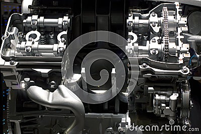 Car engine on display