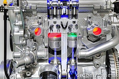 Car engine with piston