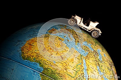 Car on globe