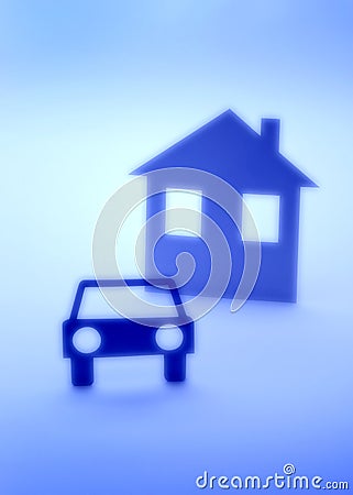 Car And House Insurance Abstract Silhouette