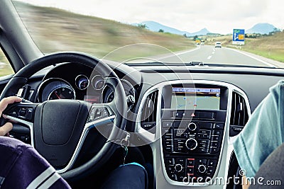 Car interior fast driving