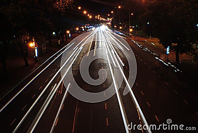 Car lights in city