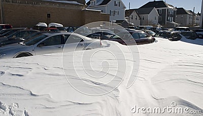 Car Lot in Snow