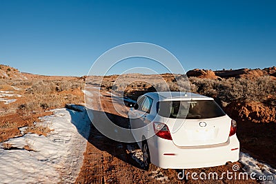 Car off-road in desert