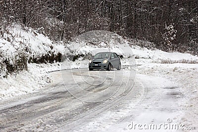 Car on snowy road