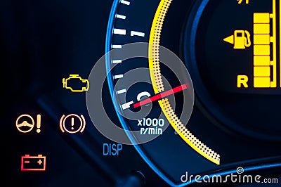 Car speed meter closeup