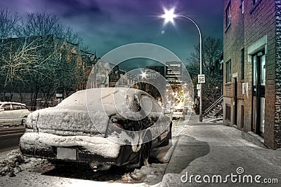 Car in the street at night