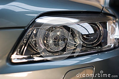 Car xenon lights close-up