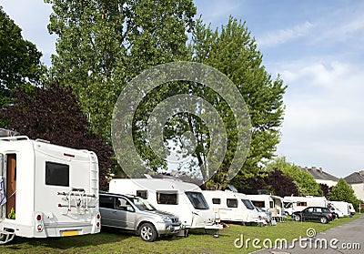 Caravans and campers at camping site