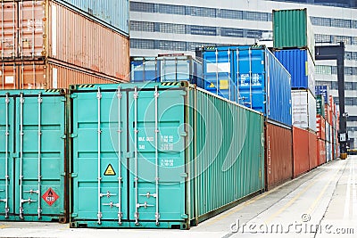 Cargo container boxes in dock terminal