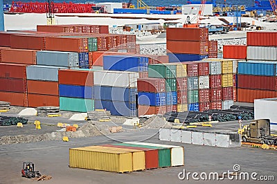 Cargo container in port