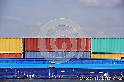 Cargo containers on deck