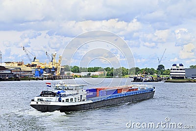 Cargo ship in Port of Rotterdam.