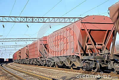 The cargo train with cars