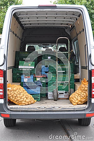 Cargo van loaded with fruits and vegetable