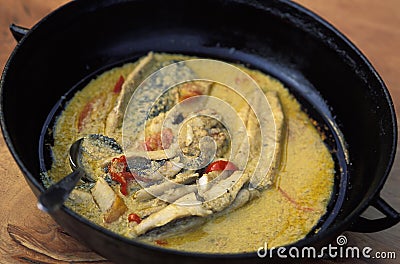 Caribbean food: grilled fish with coconut.