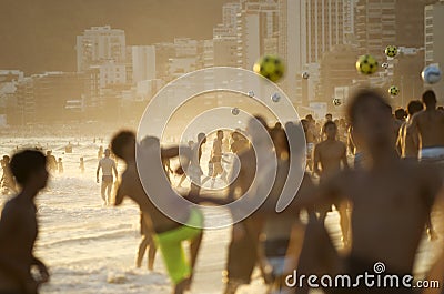 Carioca Brazilians Playing Altinho Futebol Beach Football