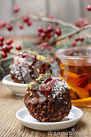 Carnival party dessert: italian round shape chocolate cake