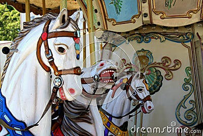 Carousel Horses at Amusement Park